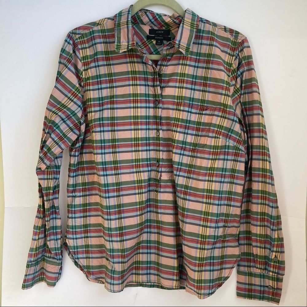 J. Crew Classic Fit Pullover Silk Cotton Shirt Size Medium - Picture 4 of 13